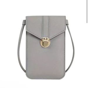 NWOT Grey Touch Screen Phone Bag Faux Leather Crossbody